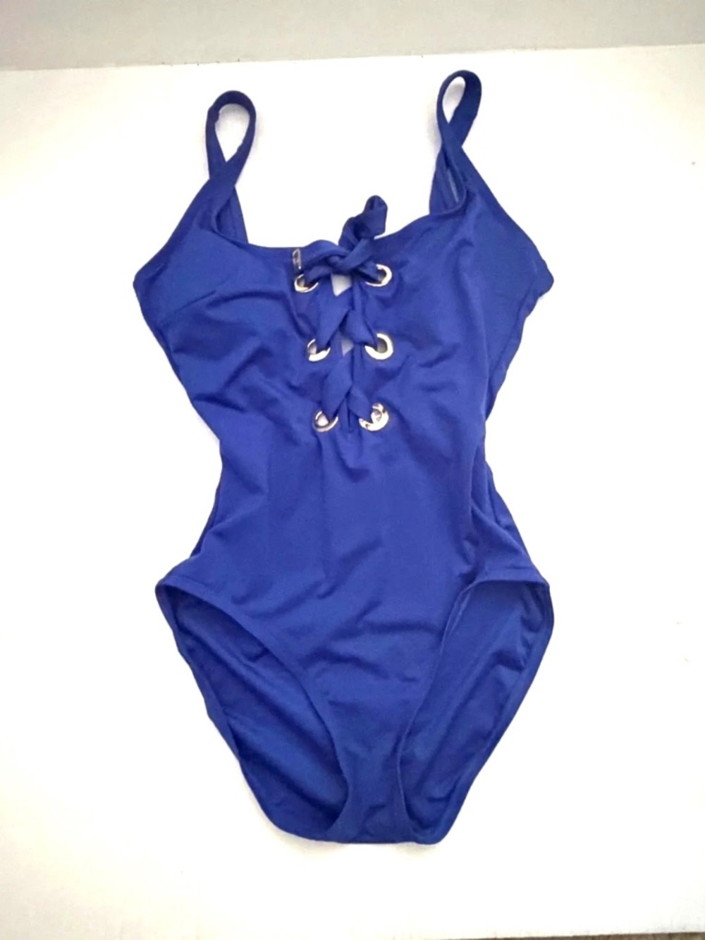 Michael Kors Gladies Cobalt Blue Lace-Up One-Piece Swimsuit sz s
